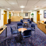 Breakout area for meetings at Mercure Leeds Parkway Hotel, refreshments and snacks laid out on side tables