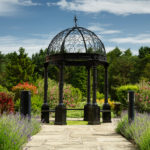 The gardens at Mercure Leeds Parkway Hotel, metal gazebo, lavender plants